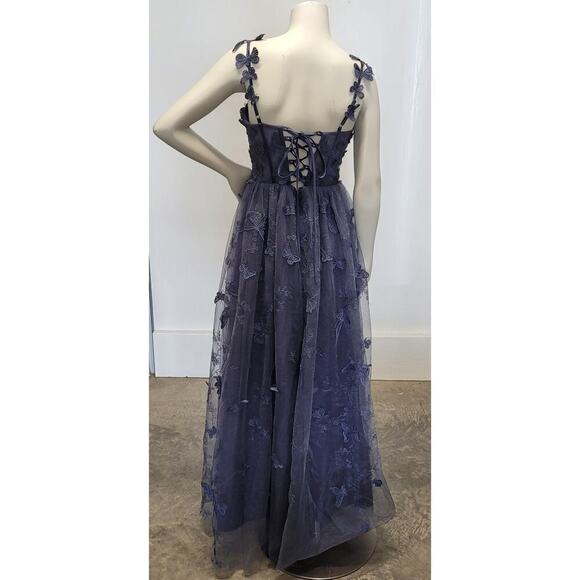 NWT Beautiful Indigo Butterfly Dress Corset Back Formal Prom Wedding Bridesmaid - Picture 12 of 13